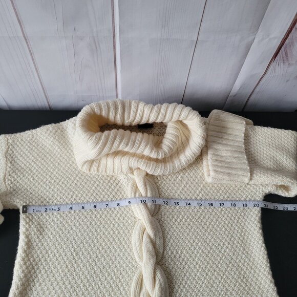 Talbots Chunky Knit Cowl Neck ¾ Length Sleeve Sweater, Women’s Petite M, Cream - Picture 10 of 11